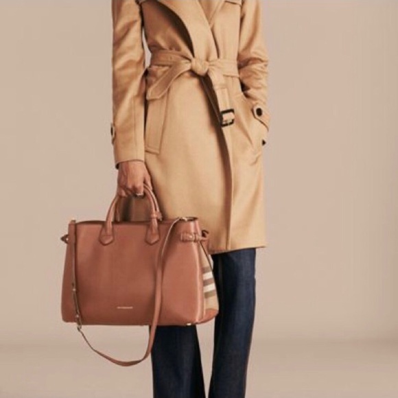 Burberry Banner Tan Nova Check Side Medium Bag